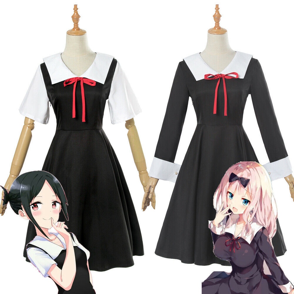 PREORDER Anime Kaguya-sama Love Is War Fujiwara Chika Cosplay Cotumes Women Girls Uniform Dress Head