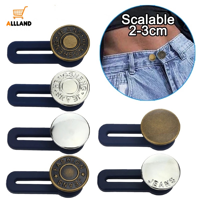 1pc Kancing Extender Pinggang Jeans Bahan Metal Dapat Ditarik / Disesuaikan