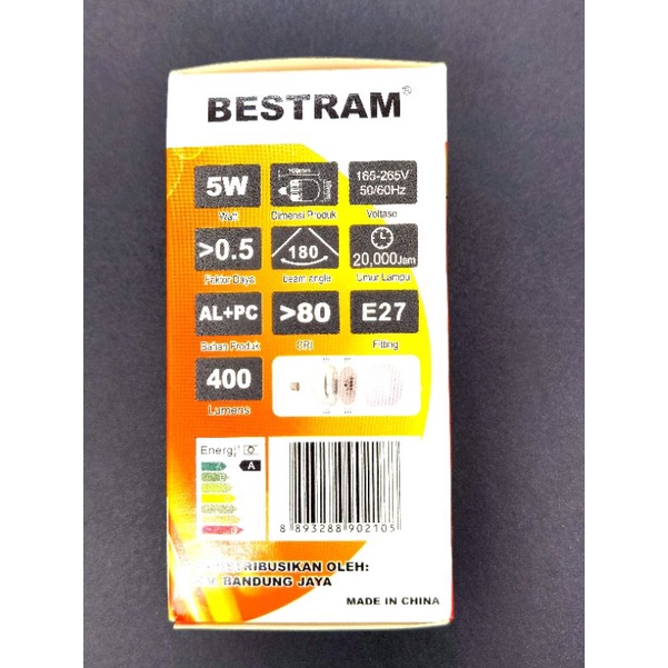 Lampu Led Bestram 5Watt,warna putuh 6500K,  Supermax Series model capsul