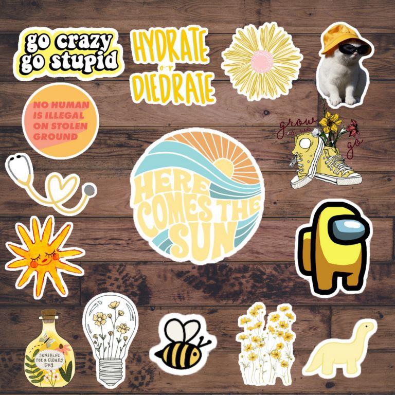 

Ready Yellow Aesthetic sticker/stiker estetik murah untuk scrapbook DIY