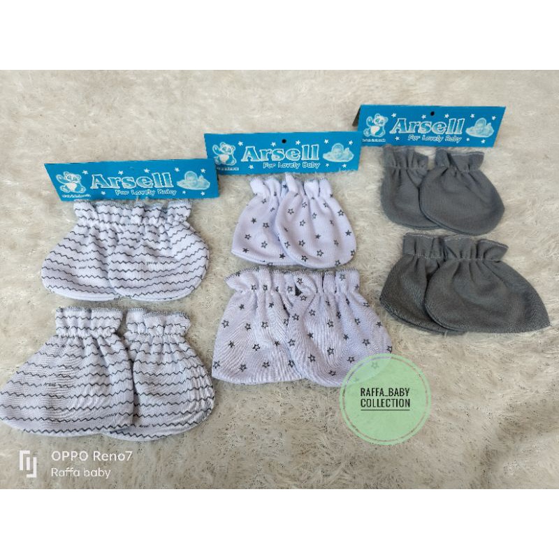 paket 3pcs/3set sarung tangan+kaki arsel seri maron/abu/coksu