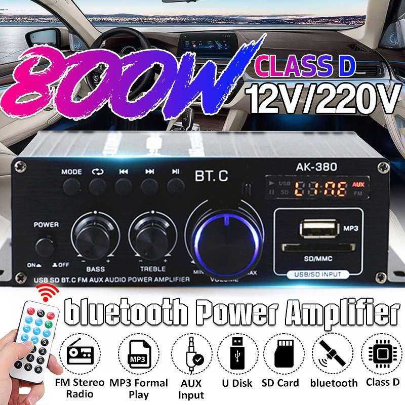 Leory Penguat Daya Audio Bluetooth Car Power Amplifier 12V 800W AK380