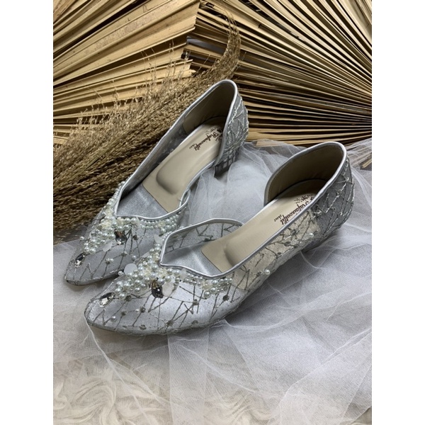 sepatu wanita rubysa silver 3cm kaca