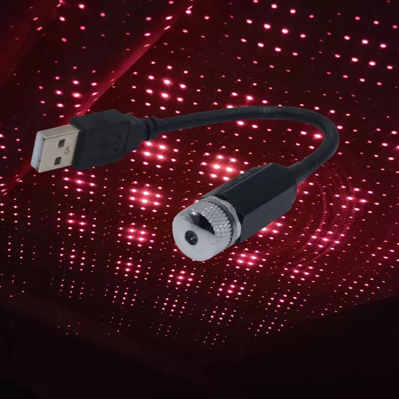 Lampu Bintang Merah USB Dekorasi Interior Langit Plafon Atap Mobil Aksesori Otomotif