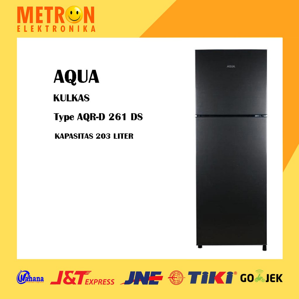 AQUA AQR-D 261 DS - DARK SILVER KULKAS 2 PINTU 203 LITER / AQRD261DS