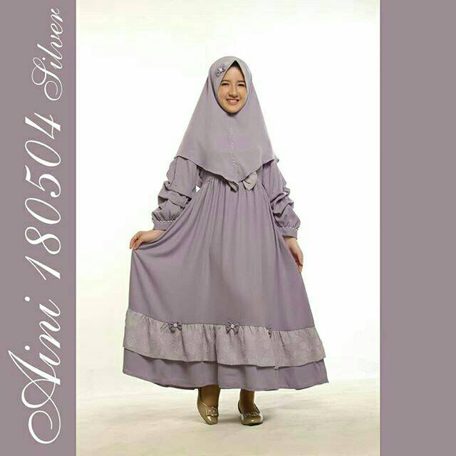 Aini 180504 silver / baju muslim anak pesta syar'i