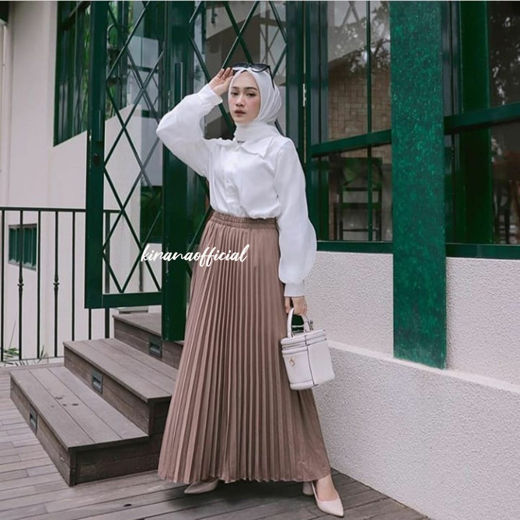 KIRANAOFFICIAL-( COD )Rok Plisket Mayung Pleated Maxi SKirt