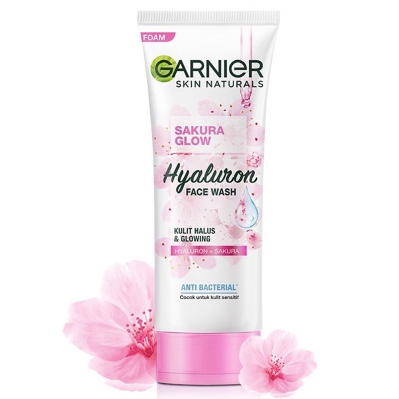 Garnier Sakura Glow Hyaluron Face Wash 50 ml - Garnier face wash - Garnier Facial wash - Garnier Facial foam - Garnier sakura - Garnier Facial wash hyaluron - Garnier Facial wash sakura - sabun wajah Garnier - Garnier sabun wajah