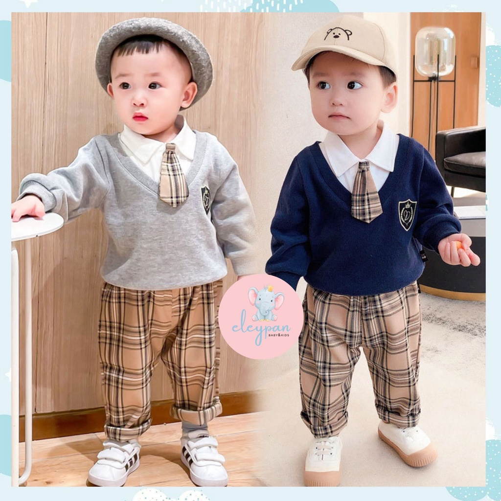 Setelan Kemeja Dasi Sweater Anak Laki Laki Lengan Panjang Import PREMIUM Quality