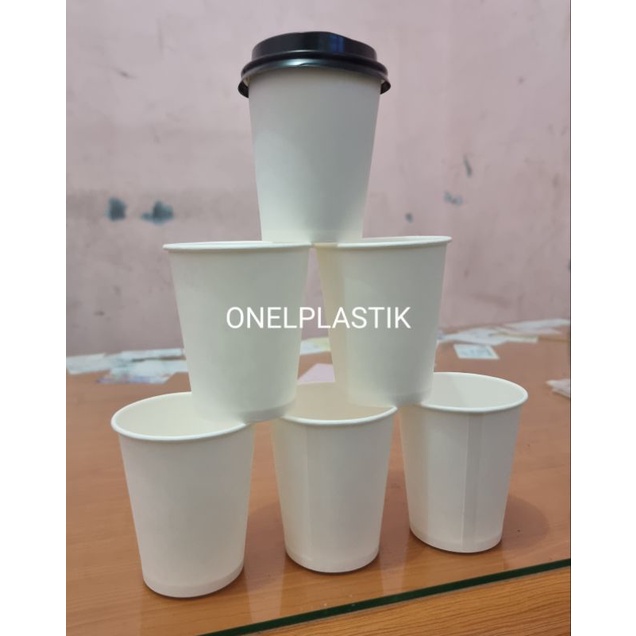 Hot Paper Cup Polos / Gelas Kertas Polos 8 &amp; 9 Oz- tanpa tutup @ 50 pcs