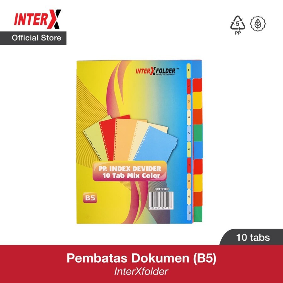 Index Divider Binder B5 10 Tabs 26 Lubang Rings InterX Folder