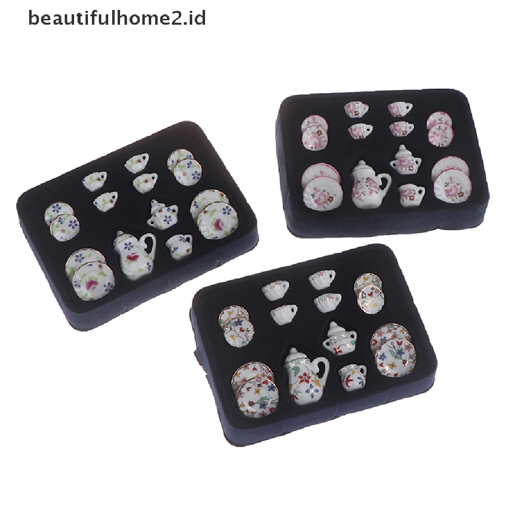 (Beautifulhome2.Id) 15pcs / Set Mainan Miniatur Cangkir Teh Porselen Bahan Keramik Untuk Aksesoris Rumah Boneka 1: 12