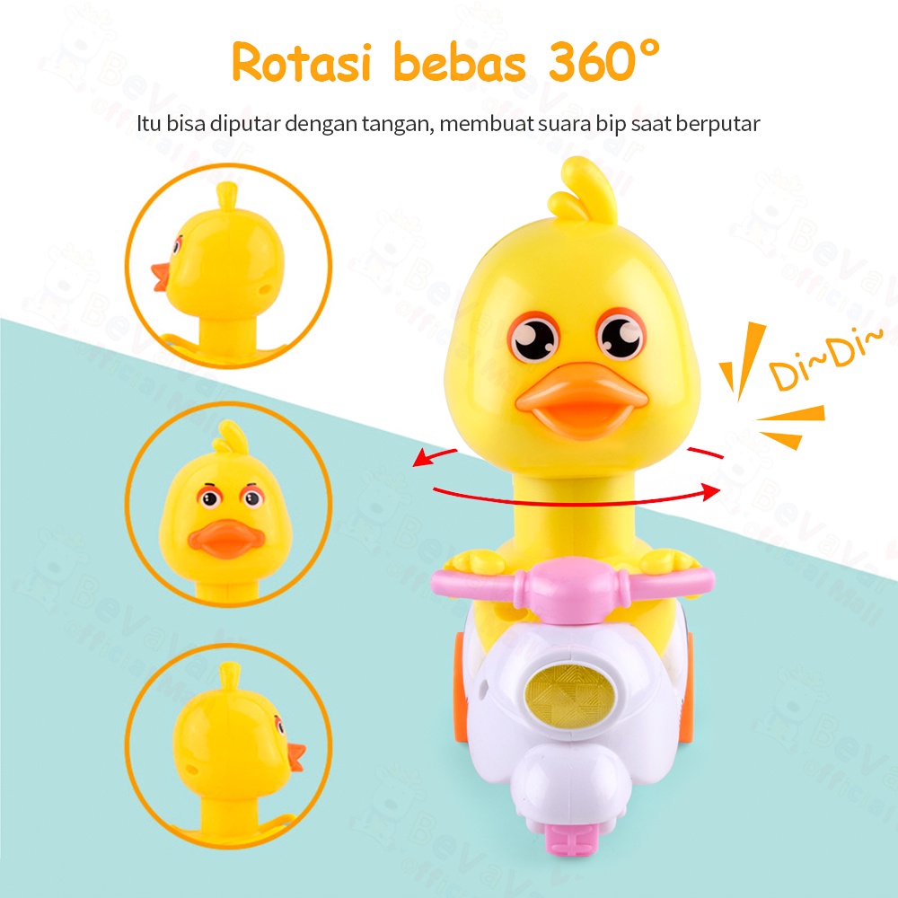 BEVAVAR Mainan Anak Bebek Motor Lucu Mainan Mobil Motor Bentuk Bebek