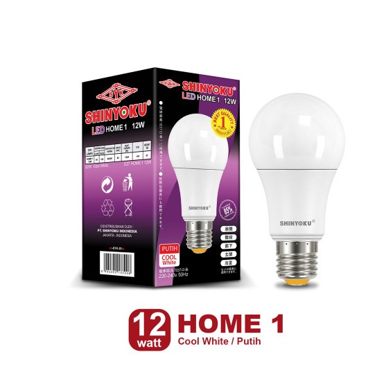 lampu led home 1 shinyoku 12W warna putih