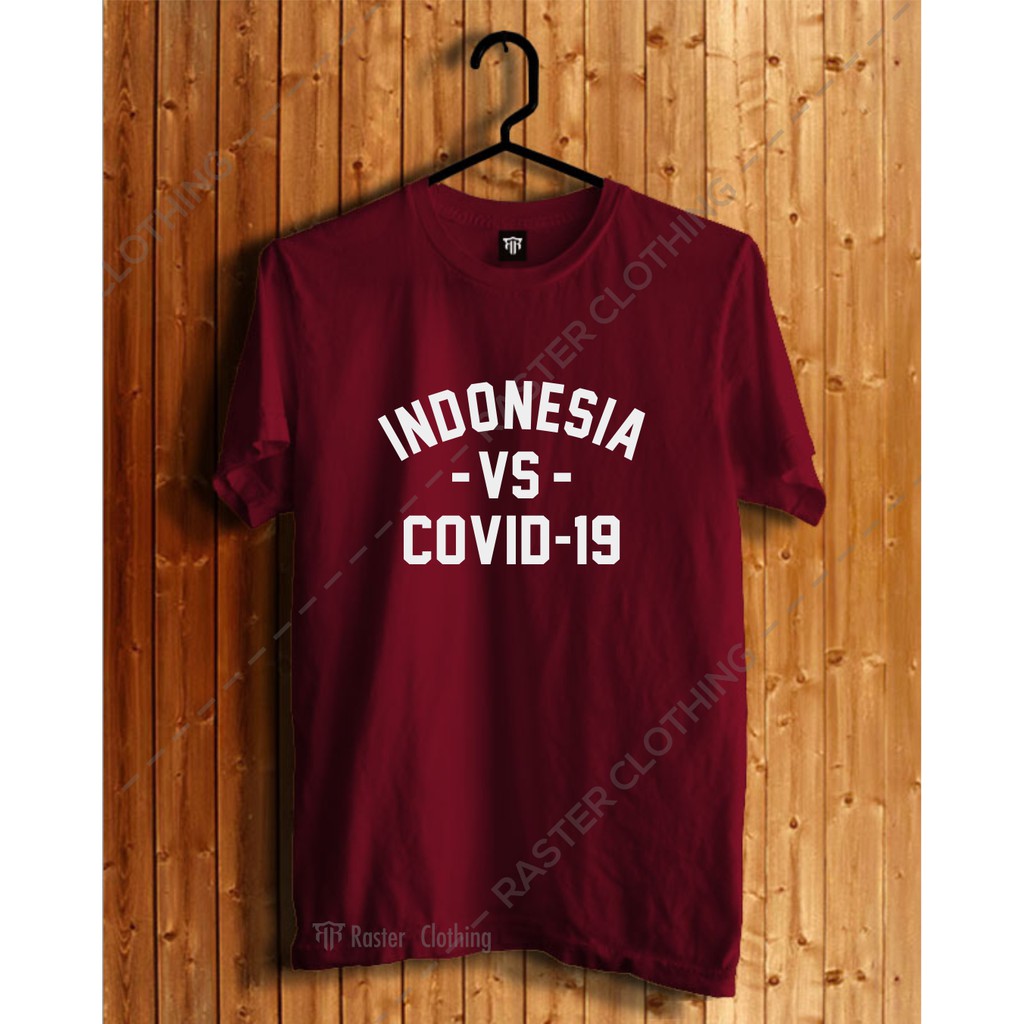 Kaos Tshirt Casual Trending Coronavirus Indonesia vs COVID-19