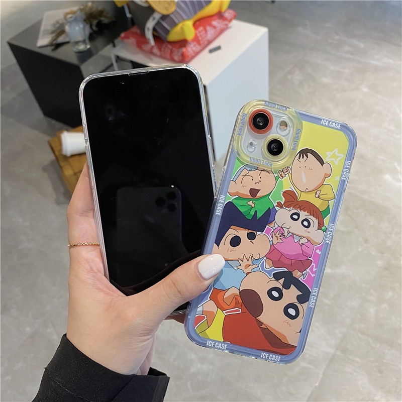Cartoon crayon Shin-Chan Angel eyes phone case iphone13 12 11 pro max x xs xr xmax 7/8 plus transparent straight edge iphone casing