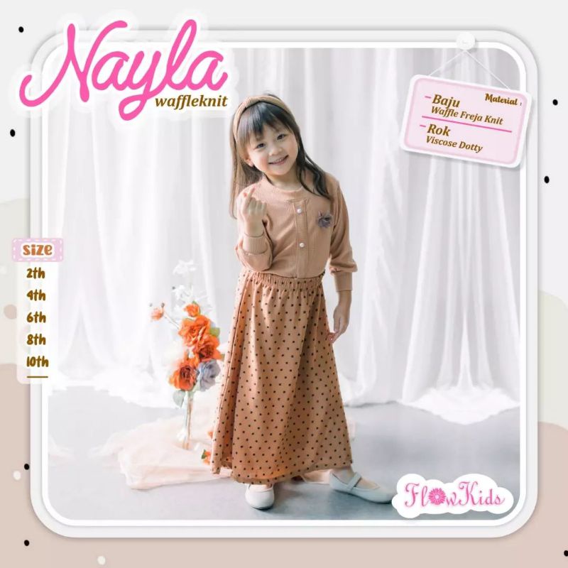 nayla set rok waffleknit by flowkids usia 2-10tahun | setelan anak perempuan