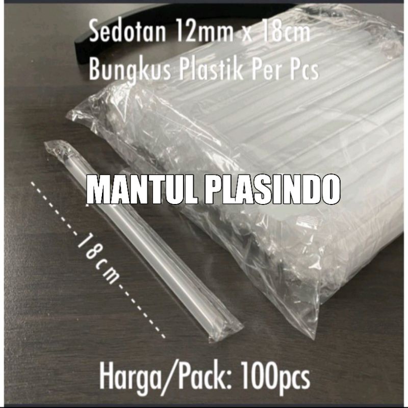 isi 100pcs sedotan buble bening  12mm x 18cm steril/bungkus plastik