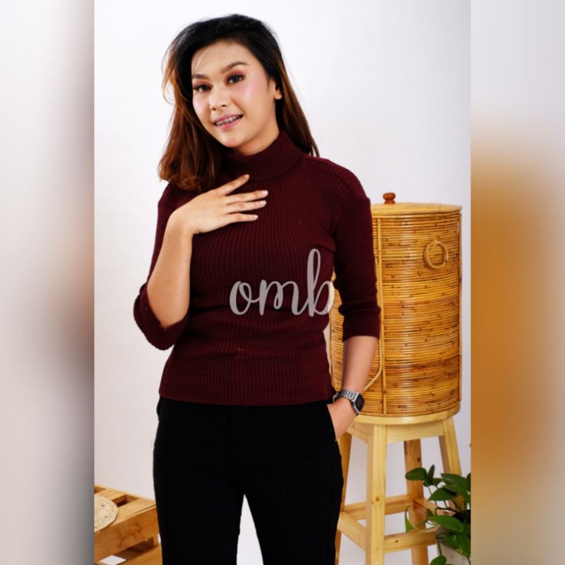 Atasan Rajut BEYBI Turtleneck - rajut wanita pressbody