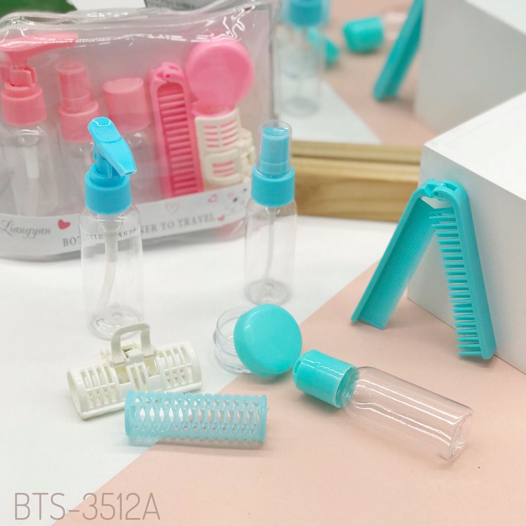 Botol travel 4in1 +roll +sisir mika bening