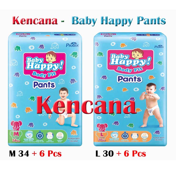 Pampers Baby Happy Pants Size L 30+6 pcs | Shopee Indonesia