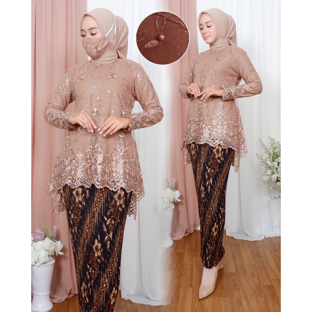 Setelan Kabaya Tulle Blouse Rinjani Kebaya Wisuda Baju Kebaya Modern Kebaya Brukat