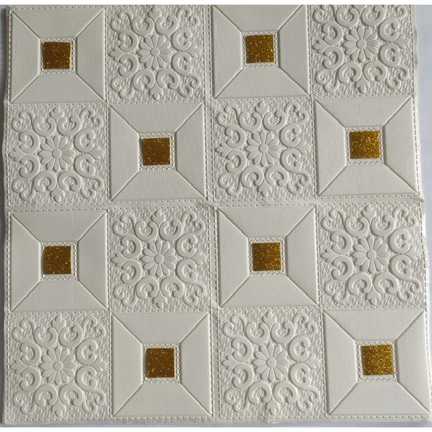 WALLPAPER DINDING 3D wallpaper dinding foam wallfoam high quality Motif Batik 003-Gold