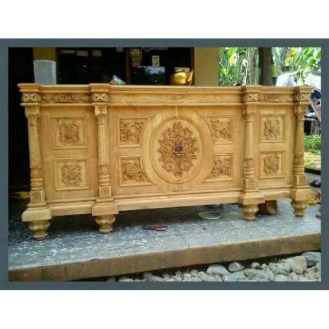 Bufet Nusantara Ukiran Kayu Jati MENTAH Jujur Barokah Furniture Jepara