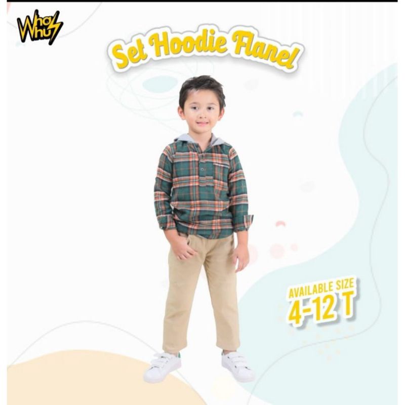 Afsheenastore Hoodie Flanel By Whaz Whuz / Setelan Kemeja Flanel Anak