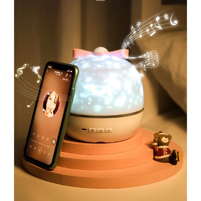 Speaker Bluetooth + Lampu Tidur Hias Malam Kamar Proyektor Bintang 5