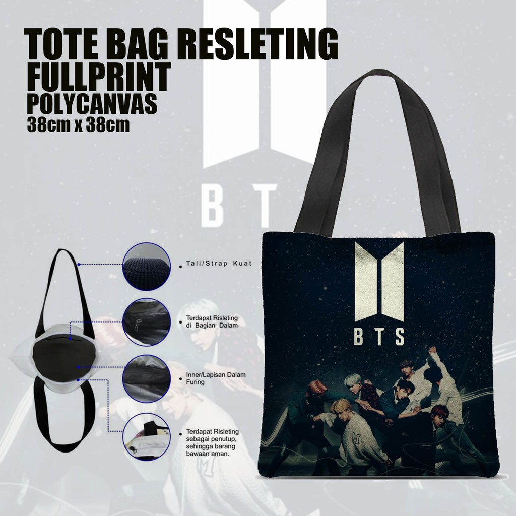 Tas / Tote Bag Polycanvas Full Print Resleting - BTS.02