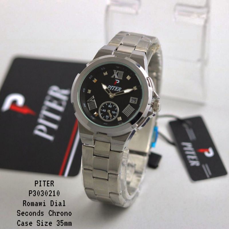 Jam Tangan Analog Wanita PITER  P3030210 Romawi Dial Stainless Steel Original