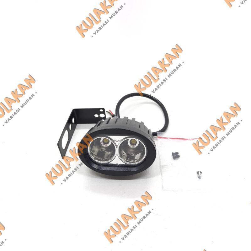Lampu Tembak Sorot OWL Oval Mini 2 Mata Kecil Terang Kedip Strobo + Breket Bracket Nyala Putih