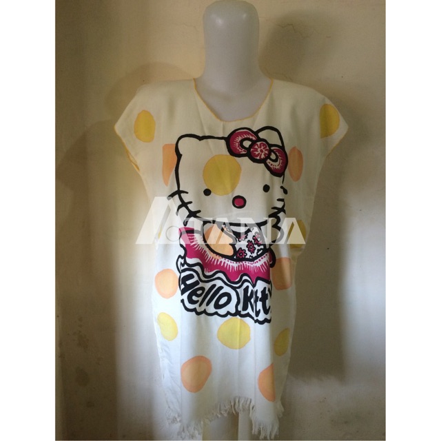 Kaos Rumbai Motif Hello Kitty Babol Warna Krem All Size