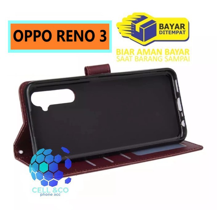 Flip cover OPPO RENO 3 Flip case buka tutup kesing hp casing flip case leather wallet