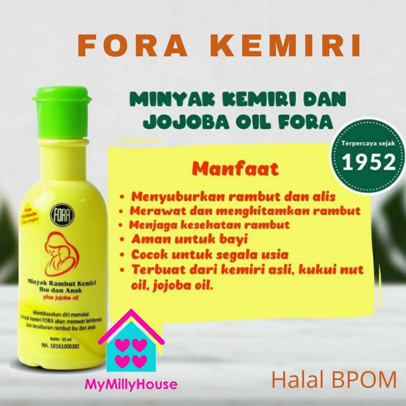 FORA NATURE Minyak Kemiri Penyubur Rambut Alis Ibu dan Bayi dengan Jojoba Oil