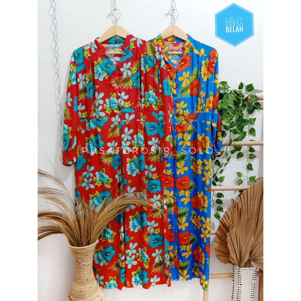 CUCI GUDANG!! LOLLY DRESS BELAH PUSATGROSIR_SOLO/ DRESS BELAH BUNGA RAYON PREMIUM TERMURAH