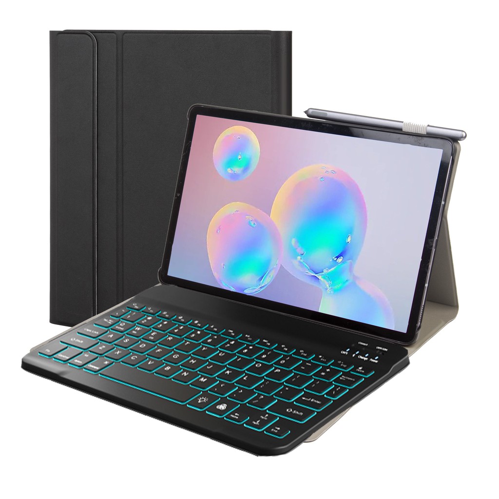 Keyboard Backlit RGB LED Wireless Bluetooth Smart Cover Book Leather Case Samsung Galaxy Tab S6 Lite 10.4&quot; P615 P619 A7 2021 8.7&quot; T220 T225 2020 LTE T505 Wifi T500 S7 11&quot; S7+ Plus 12.4&quot; FE T736 2022 A8 10.5&quot; X200 X205 S8 5G X706 X806 Inch Magnetic USB