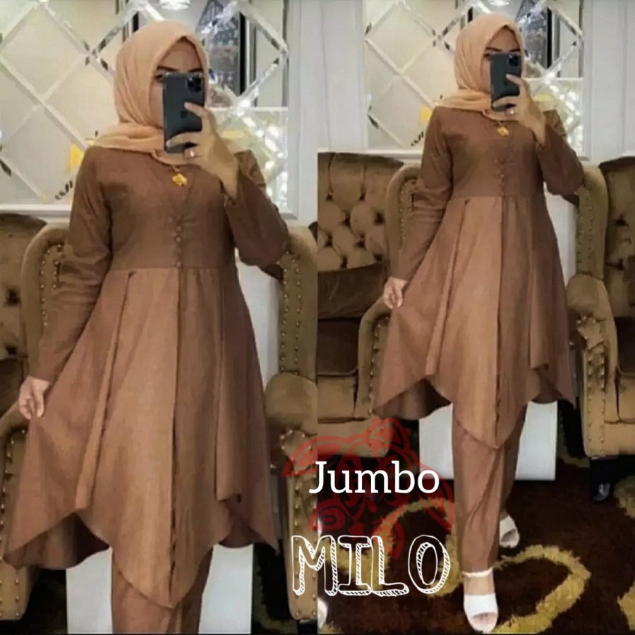 JUMBO NEW SETELAN LONG TUNIK POLOS FASHION MUSLIM REMAJA KEKINIAN//ONE SET ADARA//SETELAN WANITA / S