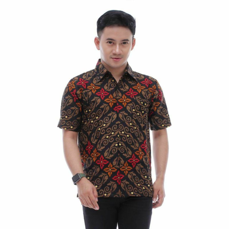 NEW ARRIVAL DISTRO BATIK PRIA BORDIR SOGAN HRB026 BATIKAF NOTOARTO BATIK IPNU-IPPNU HEM PRIA Bel-Hem Galaxy Merah