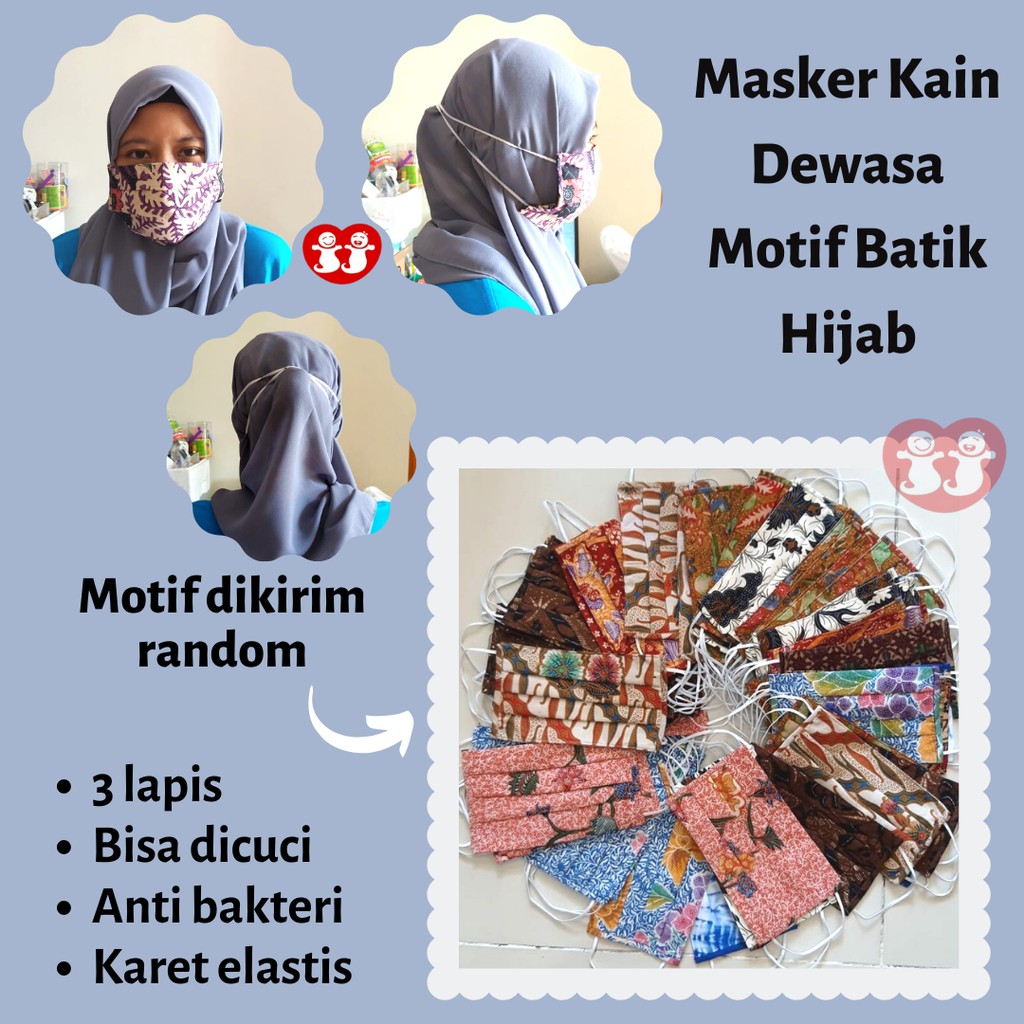 Mask Kain Motif Batik Reusable - Hijab