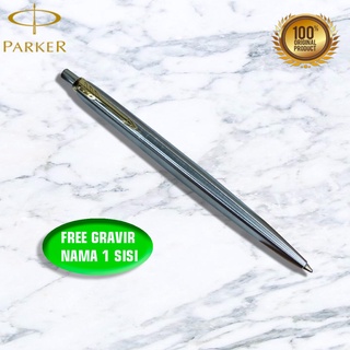 Pulpen Parker Jotter Stainless Steel Gold Trim | Shopee