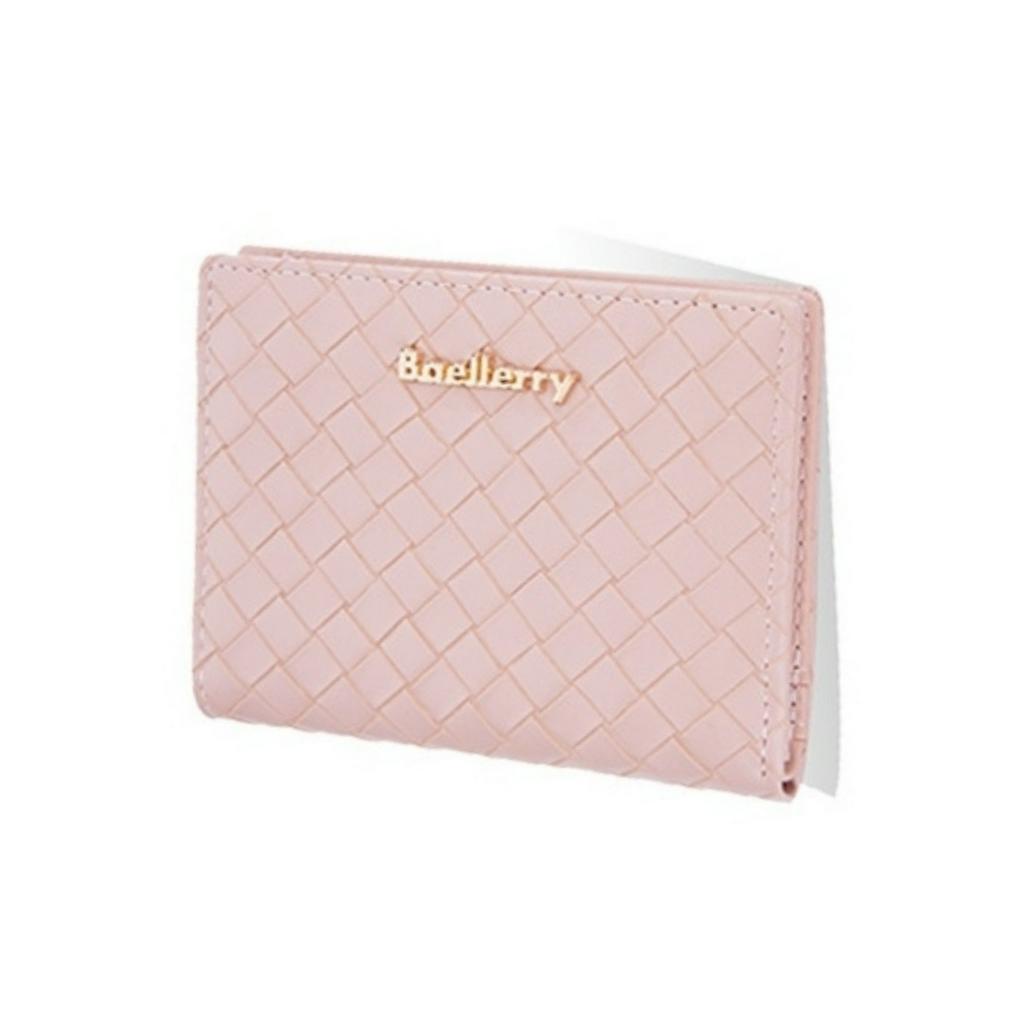 DOMPET LIPAT WANITA KOREA MURAH BAELLERRY ORIGINAL LUCU FASHION REMAJA KEKINIAN PREMIUM MINI SLOT KARTU RESLETING KOIN CEWEK TERBARU KECIL KULIT PINK CELADINE WA698P3 IMPORT