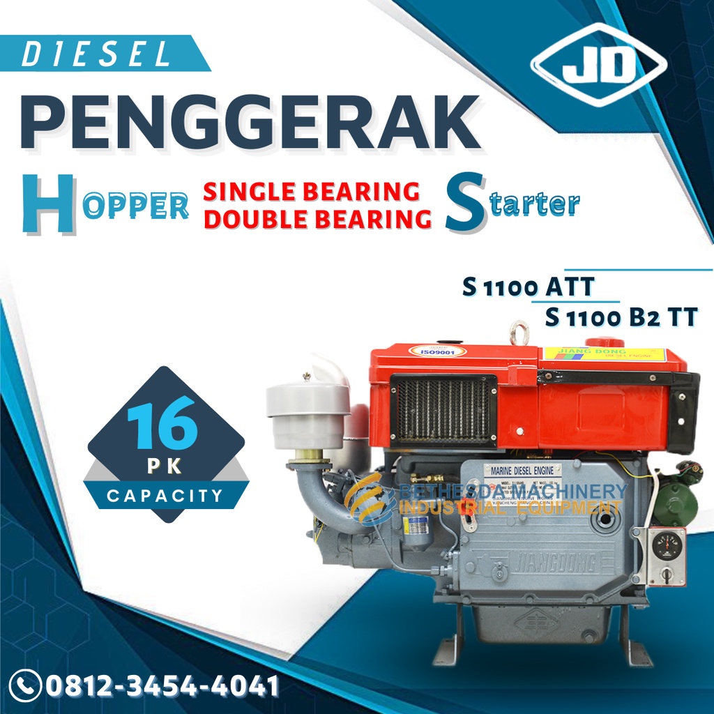 mesin diesel penggerak 16 HP engine Jiangdong 16 Pk solar Starter S 1100