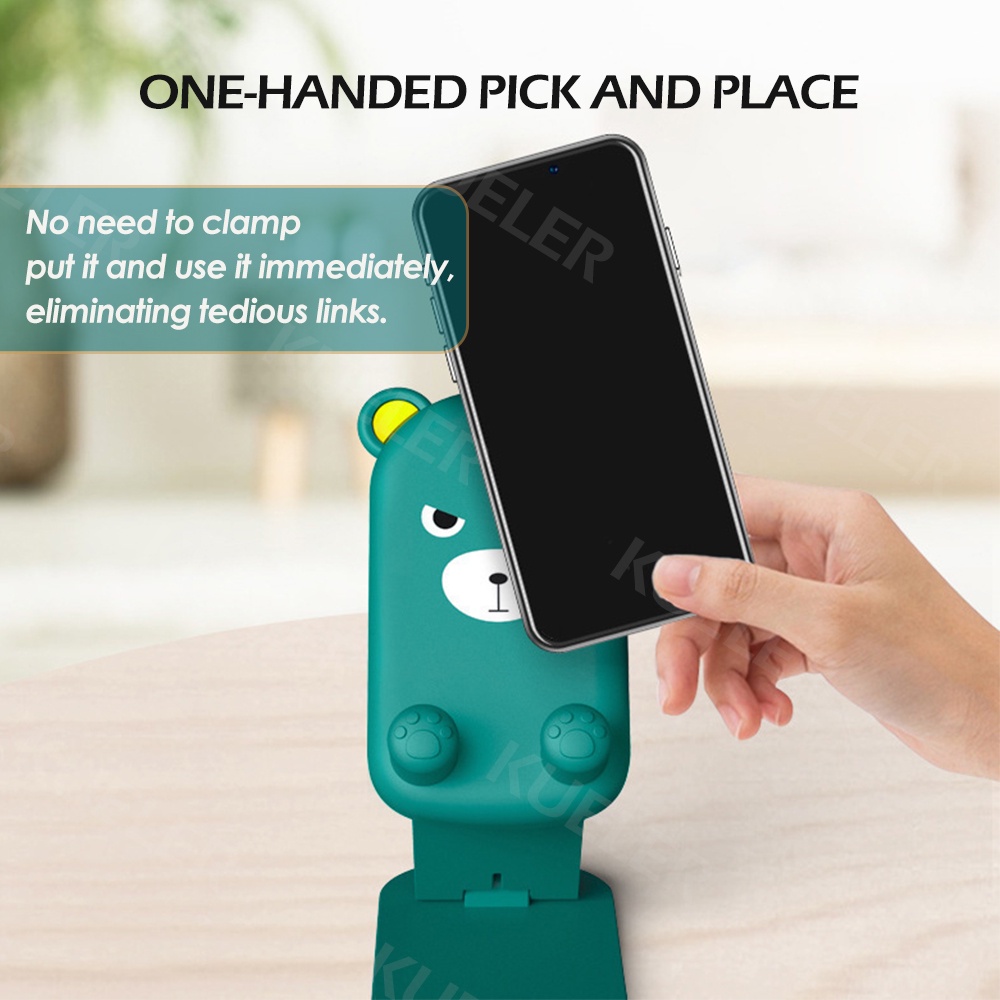 Cellphone Stand Cute Cartoon Bear Portable Foldable Lifting Mobile Phone Stand Desktop Cellphone Holder