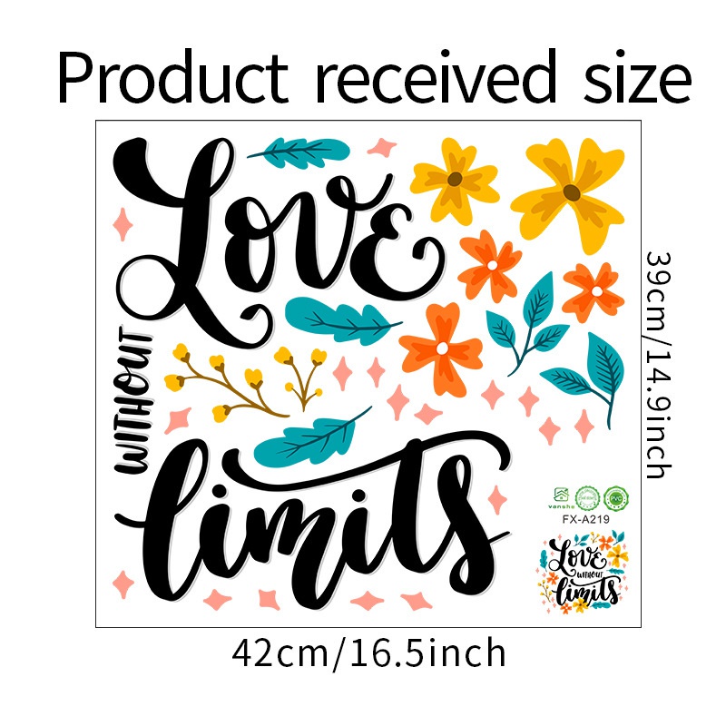 Stiker Dinding Desain Love No Limits Valentine 's Day Inspirasional Saying Untuk Dekorasi Kamar Tidur