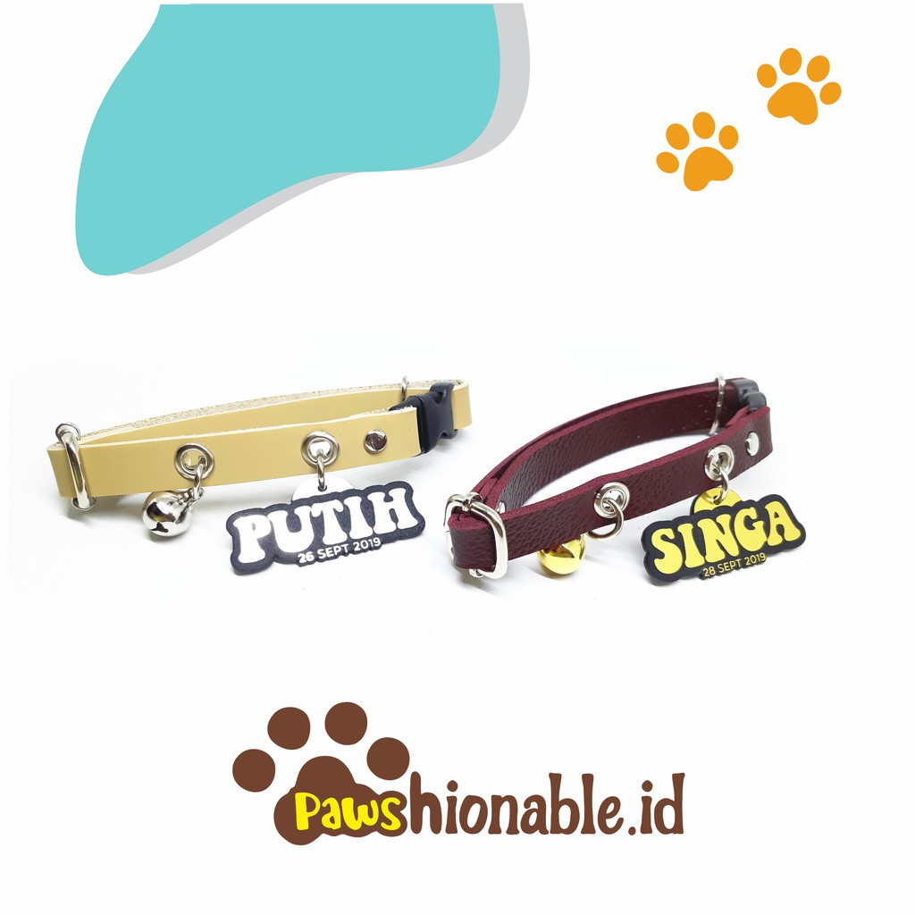 K21 - Kalung Custom Nama Kucing Anjing Aksessoris Hewan PU Leather/Kulit Sintetis