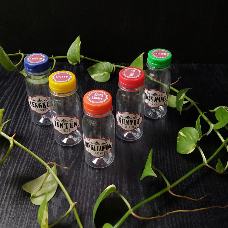 Botol Plastik Label Bumbu Dapur Tutup Warna Warni 80ml