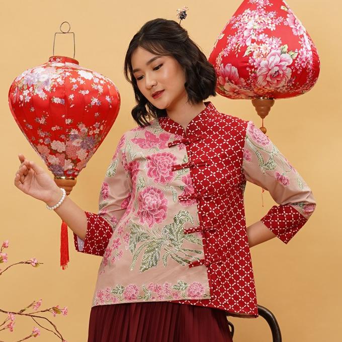 NONA RARA-Vivi Encim CNY T1254,Baju kerja batik wanita modern
