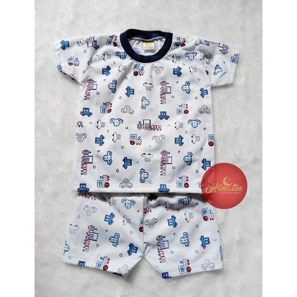 Setelan Baju Bayi Pendek 3 pcs / Baju Bayi 3 Stel Kancing Pundak / Baju Bayi 0-12 Bulan